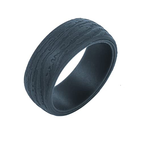 Custom Cross Silicone Rings Christian Jewelry Bible Verse Rings-Men and Women 5.7mm Green Bark Texture Faith Jesus Inspirational Ring,Size 7-144