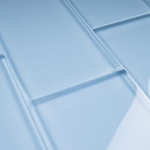 Pacific Ocean - 3X6 Blue Glass Tile Mosaic - Bathroom Tile & Kitchen Backsplash Tile (Price Per Square Feet, 8 Pieces) #TOP2