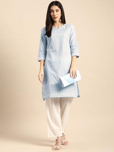 Image of Amazon Brand - Tavasya Women Cotton Solid Straight Kurta