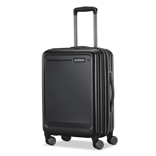 American Tourister Fathead Carry-On Luggage - Airline Approved - Customize with Sports or Character Decal - Durable Hardshell with 1.5" Expansion - 360° Spinner Wheels - RightHeight™ Handle - Black by American Tourister - Used condition - US$100.90