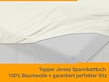 npluseins Prześcieradło z gumką na materac nawierzchniowy – prześcieradło ze 100% bawełny 1544.2231, ok. 180-200 x 200 cm, naturalne