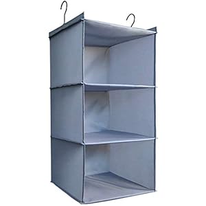 DonYeco Hanging Closet Organizer and Storage 3-Shelf, Easy Mount Foldable Hanging Closet Wardrobe Storage Shelves…