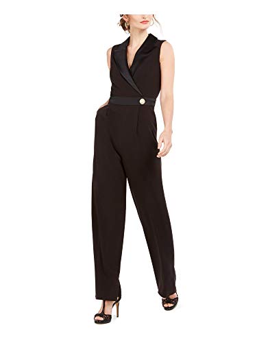Vince Camuto Womens Wide-Leg V-Neck Jumpsuit Black 4