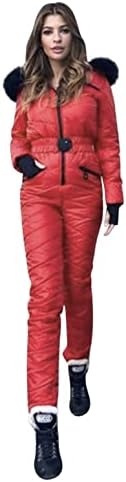 Women's One-Piece Suit Snowboard Ski Suit One-Piece Ski Jumpsuit Hoodie Winter Snow Ski Suit Outdoor Sports Snowsuit Snowboard Ski Suit Skiing Sets Women Waterproof Snowsuit