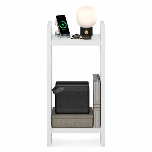 Furinno Viola 2-Tier Tall Side Table, Book Shelf, Planter Stand, White - image 4