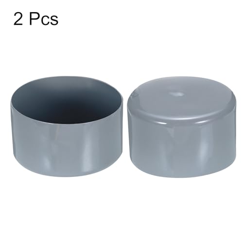 Image of uxcell 2pcs Rubber End Caps 70mm ID Vinyl Round Tube Bolt Cap Cover Screw Thread Protectors Grey, 40mm Height