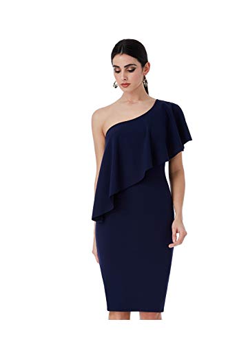 Goddiva Robe Mi-Longue Ă Volants (36/8uk, Navy)