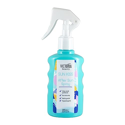 Victoria Beauty After Sun Spray mit Aloe Vera und Panthenol, kühlendes Gesichtsspray zur Hautpflege nach dem Sonnenbad, beruhigendes Pflegespray gegen Sonnenbrand, Feuchtigkeitsspray, 200ml