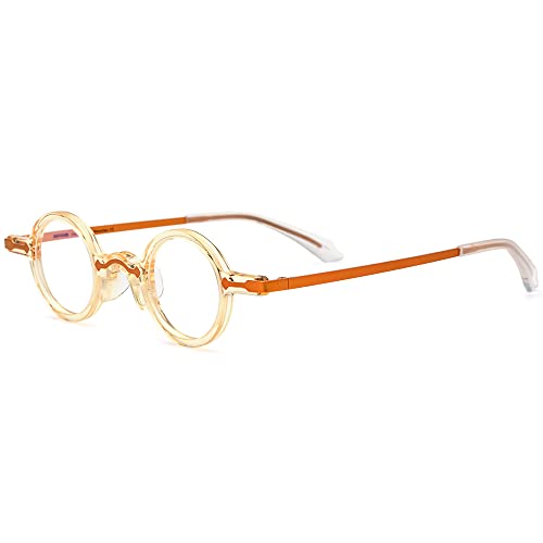 Image of HEPIDEM Acetate Glasses Frame Alloy Temple Men Small Retro Round Eyeglasses Women Optical Spectacles