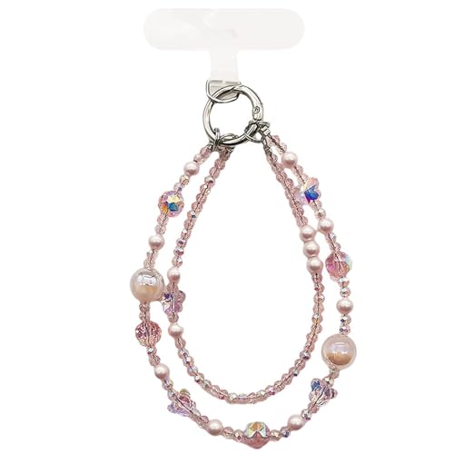 [CSILOVEE] スマホストラップ ストラップ ラインストーン ビーズ パール 手首 レディ ショルダー 蝶 花 真珠 蝶結び 星 雲 ハート キラキラ カラフル ホワイト ブラック ピンク ブルー 活発で可愛い おしゃれ 人気 全スマホ対応 耐久性 韓国 ステンレスタグ1枚付き (A-1, 30cm)