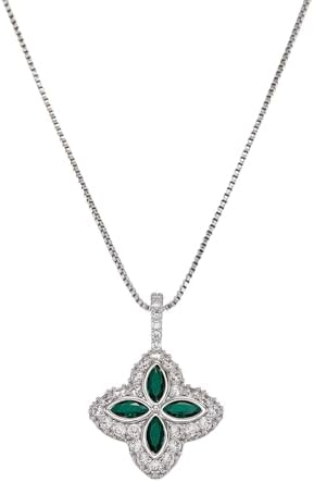 RAIFIN 14K Gold Plated Clover Necklace for Women, Dainty Adjustable Sterling Sil