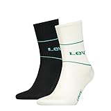 LEVIS Unisex Logo Sport Short Sock, Marshmellow/Green, 35/38