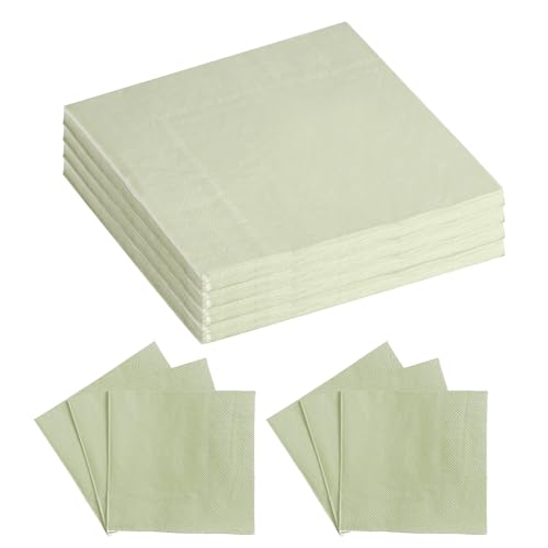 100 servilletas de papel, servilletas de color verde eucalipto, servilletas de cóctel verde salvia, servilletas de papel de fiesta para bodas, cumpleaños, graduación, aniversario de novia (13 x 13