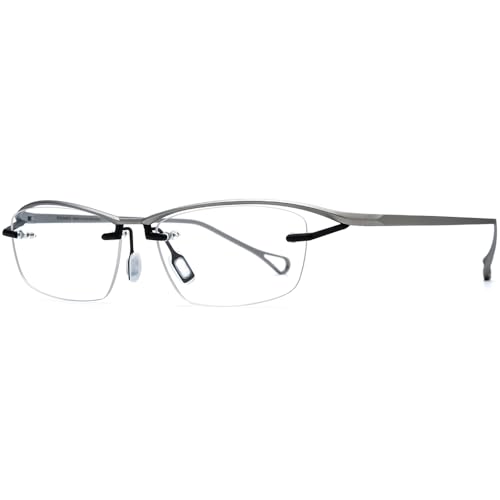 Image of FONEX Pure Titanium Glasses Frame Men Semi Rimless Square Eyeglasses Eyewear DTX416
