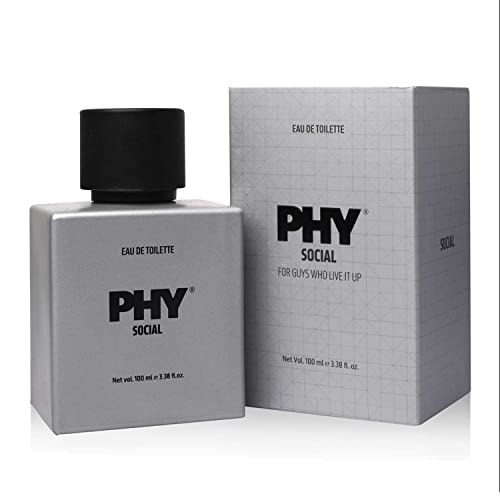 Phy Social Eau de Toilette (EDT) | For that chilled out vibe | Freshness of Mint with citrusy Mandarin | Perfect for a party or evening out | Long lasting fragrance, Premium perfume for men, 100 ml
