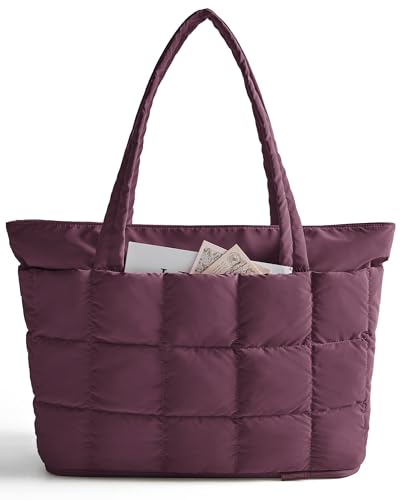 Image of BAGSMART Expandable Tote Bag for Women, Puffer Work Tote Handbag, Quilted Carry On Bag for Travel Gym