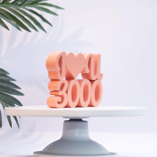 Image of NUKKAD TALES I Love You 3000 Peach Showpiece - Home Decor for Bedroom & Living Room (6.5 x 4.50 inch) - Ideal Center Table or Bookshelf Decoration,Couples & Girls, Engineered Wood, Love