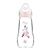 MAM Feel Good Babyflasche aus Glas (260 ml), Milchflasche mit weiter Öffnung, stabile Baby Trinkflasche mit Sauger Gr. 1, ab der Geburt, Eichhörnchen/Vogel