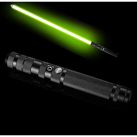 MAQRLT Light Saber, FX Dueling RGB 7 Colors Changeable Premium Aluminium Alloy Hilt Light Saber with Mode Sound Force Lightsaber Toys (Black) Cover