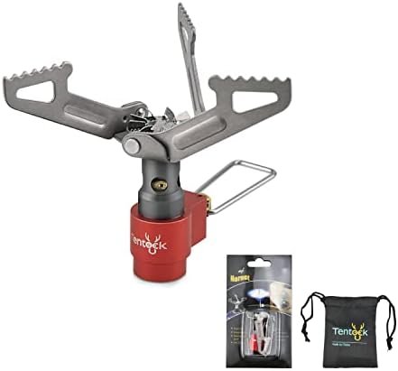 Tentock Ultralight Titanium Alloy Camping Gas Stove Mini Pocket One-Piece Gas Burner Portable Backpacking Cooking Folding Burner for Outdoor Hiking Fishing