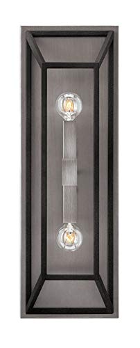 Hinkley Fulton Collection Contemporary Modern Two Light Wall Sconce, Aged Zinc