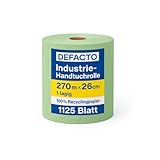 DEFACTO Industrie-Handtuchrolle 1-lagig, 270 m x 26 cm (1125 Blatt...