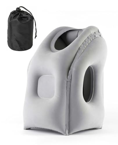atnayo Inflatable Travel Pillow for Airplane, Portable Blow up Pillow with Storage Bag for Long Flights Train Office