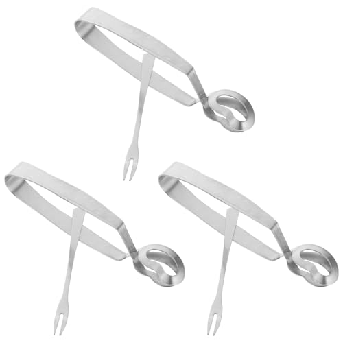 PAMINGONO Pinzas para Caracoles y Tenedores para Escargots de Acero Inoxidable Juego 6 Piezas 3 Pinzas 3 Tenedores Utensilios para Mariscos al Horno Aptos para Restaurante y Uso