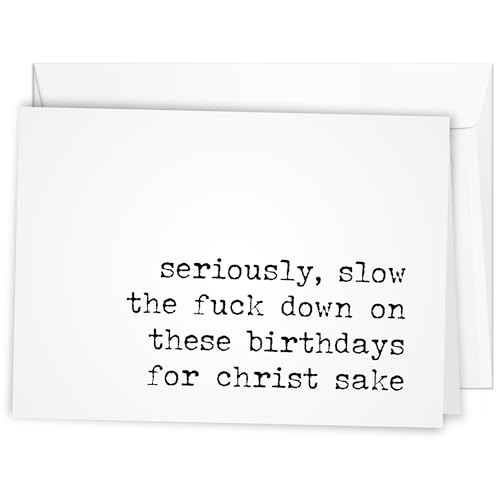 Sleazy Greetings ʔo[Xf[J[h jp ̕t - ȃo[Xf[J[h - sȃO[eBOJ[h - uSeriously, Slow Down On These Birthdayfor Christ Sak