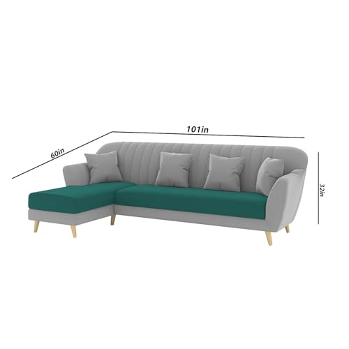 Image of Atticus LHS 6 Seater L Shape Sofa Set for Living Room (Pine Grey Fabric) Premium Fabric Sofa Set