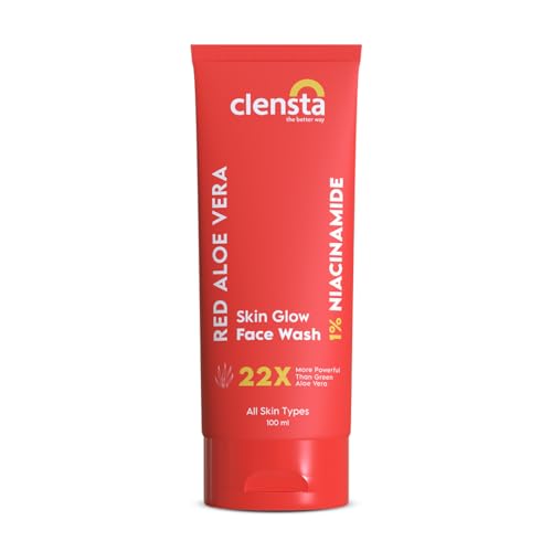 Clensta Red Aloe Vera Face Wash With Vitamin C & Niacinamide For Nourishing, Hydrating & Glowing Skin | Face Wash For All Skin Types For Women & Men 100 Ml | NEW LAUNCH