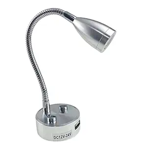 BNF 3W Led Reading Light Adjustable Flexible Gooseneck Spot Light Fit for Rv White Light Silver