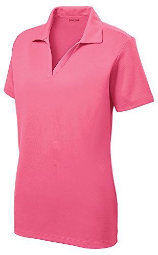 Joe's USA Women's Dri-Equip Short Sleeve Racer Mesh Polo Shirt-L-Pink