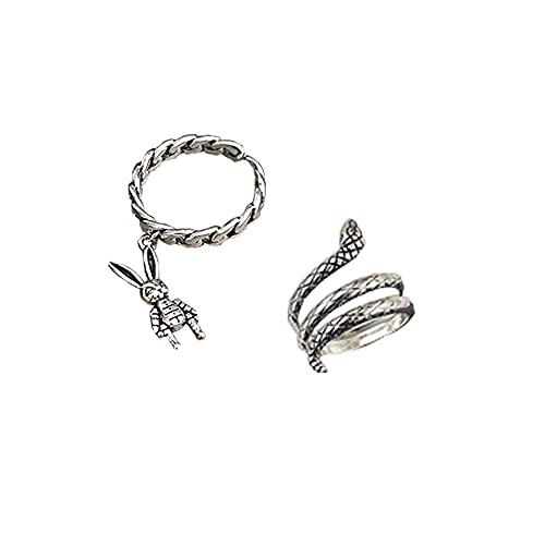2 pcs Costume Jewelry Sets for Teen Girls Stainless Steel Band Rings for Women Adjustable Mid Finger Rings Stacking Rings