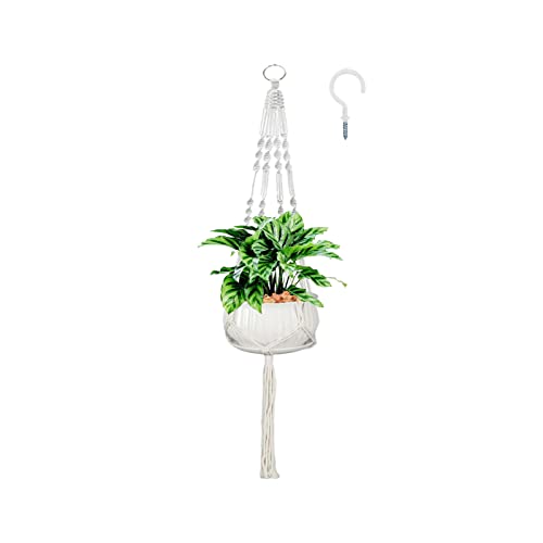 Aflngle Macrame Plant Hanger 5 To 10 Inch Pots Hanging Holder Handmade White Cotton Rope Pot Holder Basket Suitable Herb And Flower Indoor Outdoor Boho Home Decor #TOP3