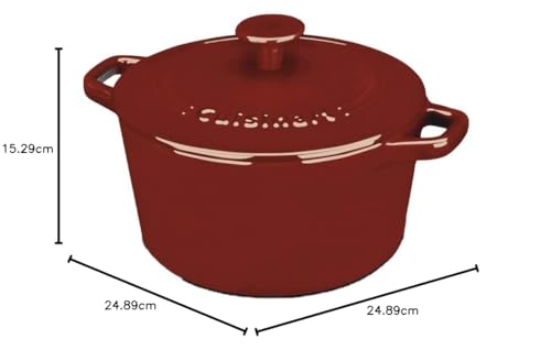 Image of Cuisinart CI630-20CR Chef's Classic Enameled Cast Iron 3-Quart Round Covered Casserole, Cardinal Red