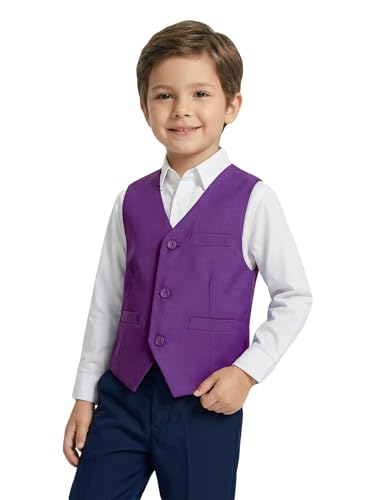 Image of Boys Formal Suit Vest Kids 3 Button Adjustable Back Strap Toddler Vests
