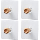 Healeved Ganchos Adhesivos de Madera para Colgar Ropa y Toallas, 4 Piezas sin Taladro, Resistentes y Decorativos, para Baño, Cocina y Dormitorio, Gancho de Pared Moderno y Funcional