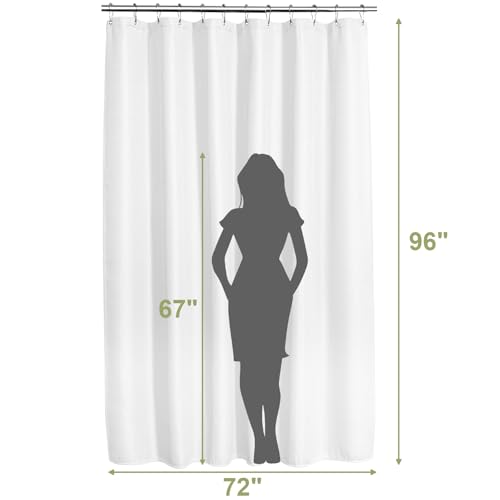 Image of AmazerBath Extra Long Shower Curtain 96 Inches Long, Waffle Shower Curtain White Extra Long, Fabric Shower Curtains for Bathroom, Heavy Duty 240G Waffle Textured, 72x96 Inches