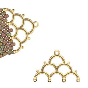 2 Pair Bead Ending Finding. Quality 24k Gold Plate Lakos IV Cymbal Metal Fashion Elements. Works with Miyuki 8/0 Beads and More!