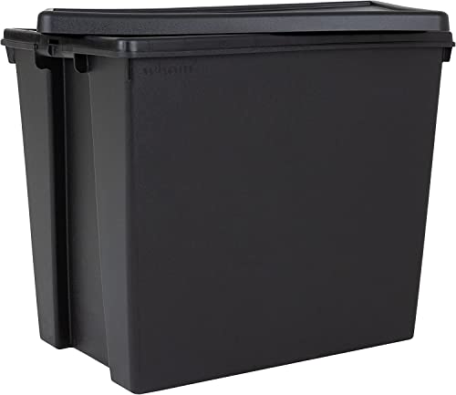 92L BLACK Bam Heavy-Duty Storage Boxes with Airtight Lids | Extra Large Recycled Plastic Stackable & Nestable Containers, Super Strong Organiser Box Perfect for Home, Office, Garage or Shed
