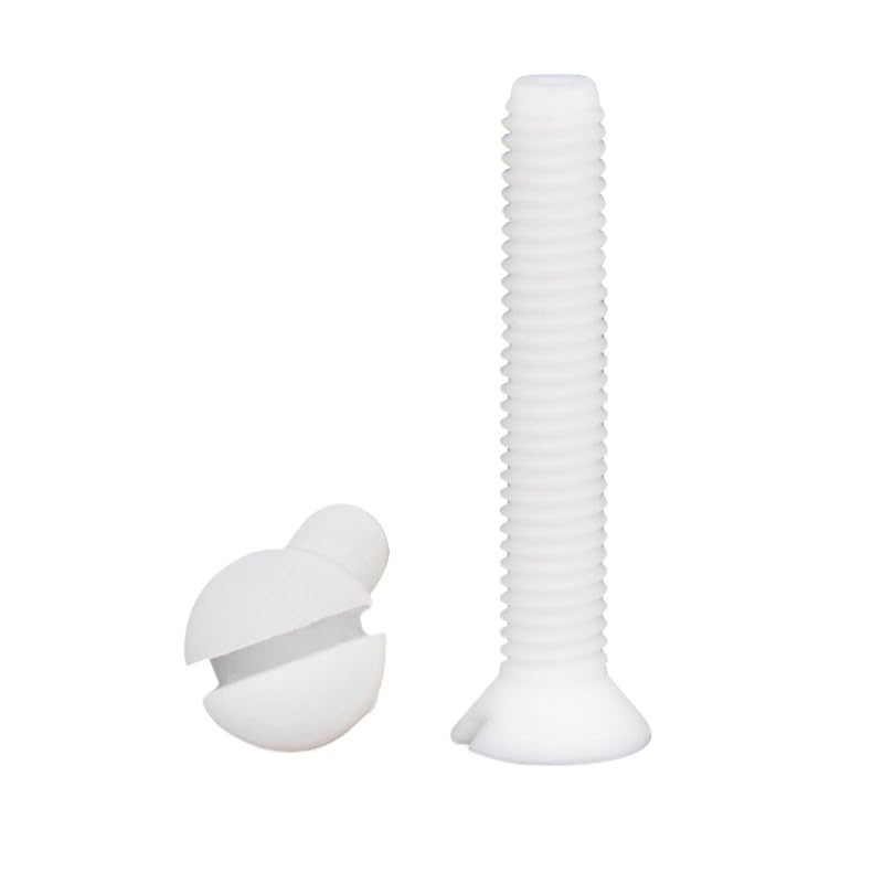 PTFE Plastic Slotted Countersunk Flat Head Screws M3/M4/M5/M6/M8/M10 (M10-1.5 x 55mm, 5pcs)