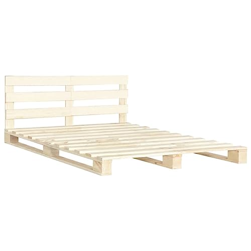 vidaXL Cadre de Lit de Palette Sommier à Lattes Lit Double Lit Adulte Cadre à Lattes sur Pied Chambre à Coucher Maison 160x200 cm Bois de Pin Massif