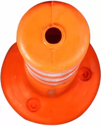 Image of Ladwa Flexible Plastic Spring Post Barrier (Pack of 8) High Grade Elastomeric Polymer Material With 3 White Reflective Tapes Easy To Install Safety T-Top Bollard Barrier Parking Block (Orange)