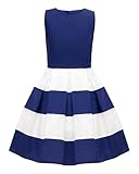 BlackButterfly Kids 'Lilly' Vintage Striped 50's Children's Girls Dress (Royal Blue, 7-8 YRS)
