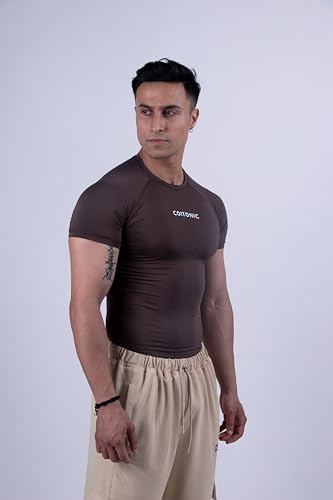 Image of COITONIC Men Compression Half Sleeves Round Neck T-Shirt for Gym and Sports Wear