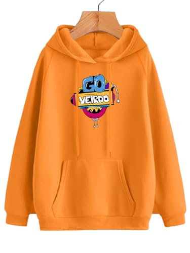Image of Veirdo Cotton Fleece Regular Fit Full Sleeve Hooded Sweatshirt Front and Back Graphic Printed Jumper Hoodie for Men