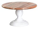 BlackRidge Home 12 inch White Wood Cake Stand - Rustic Artisan Carved Tall Wooden Pedestal Stand - Ideal Birthday or Rustic Wedding Cake Stand, Cupcake Stand or Farmhouse Rustic Cake Stand for Decor