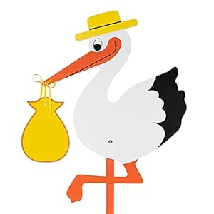 Theolino Storch Geburt Für Draussen – Großer Premium Holzstorch – 150 cm Groß – Beidseitig Bedruckt – Klapperstorch…