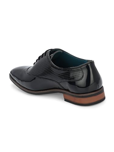 Image of San Frissco Men's Formal Shoes Textured Leatherette Glossy Lace Up Derbys /Soft Cushioned Footbed with TPR Sole /Stylish, Trending, Elegant for Office and Party